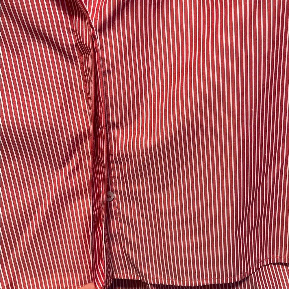 WALTER BAKER Red White Striped Button-Down Short Sleeve Blouse, Ruffle, Size S - Picture 7 of 12